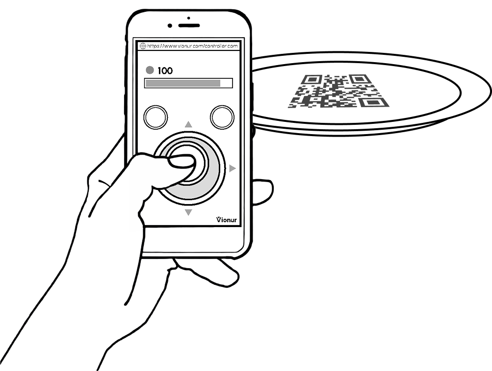Restaurant guests scanning QR code on table and playing mobile games with projected interface